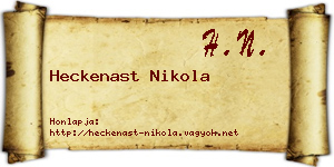 Heckenast Nikola névjegykártya